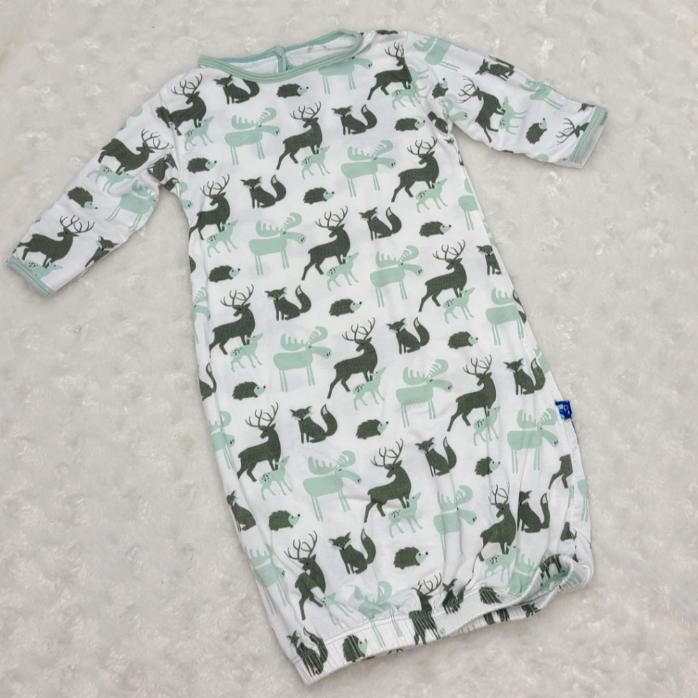 Kickee Pants Natural Animal print gown size 3-6 months